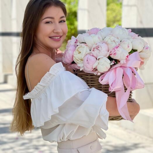 Basket full of 39 Peonies