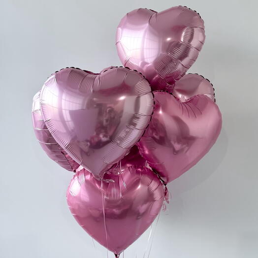 Pink heart foil balloon bouquet