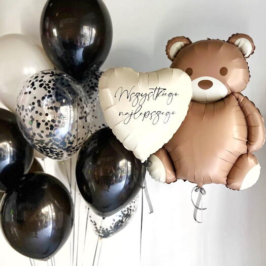 Set of balloons with a teddy bear