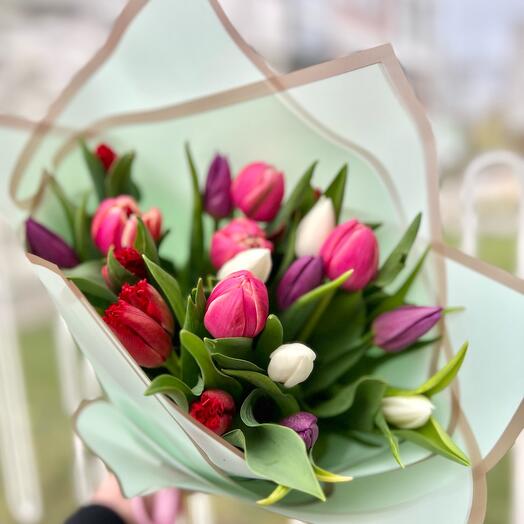 Pink/white/violet tulips