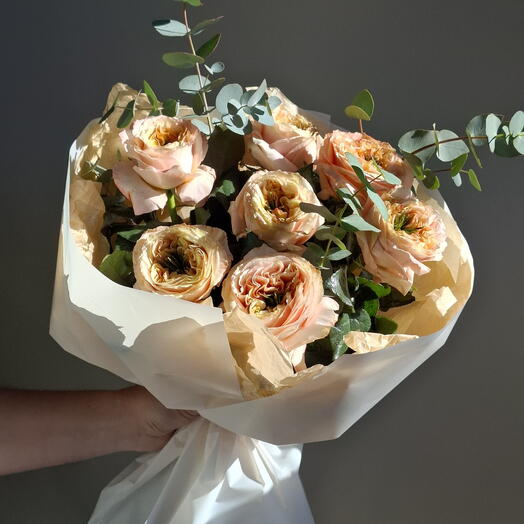 Bouquet Roses Peony Peach