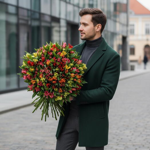 The Bouquet "The Gama of Alstroemeria" , 21 stems of flowers, -20%