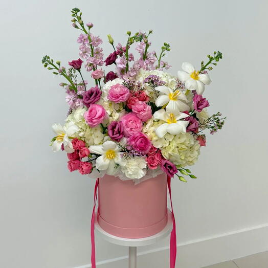 Spring Mood Box - Tulips, Ranunculus, Hydrangea, Lisianthus, Spray Roses, Stock