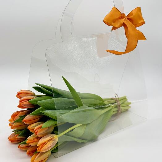 Bag apricot tulips