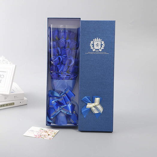 💙 Elegant Blue Rose Box – 18 Roses with Gift Packaging 🌟