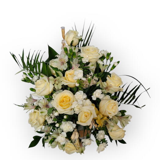 Pastel and perfect. Flowers in ceramic pot