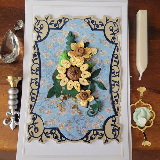 Greeting card with quilted sunflower sold