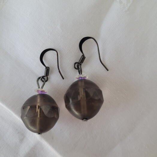 Smoky quartz and crystal earrings