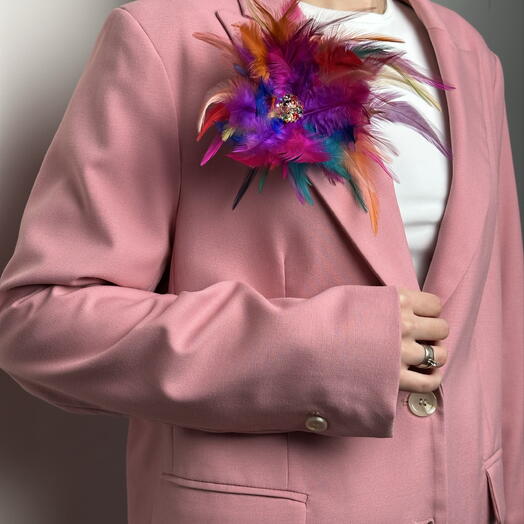 Брошь Павлин из перьев