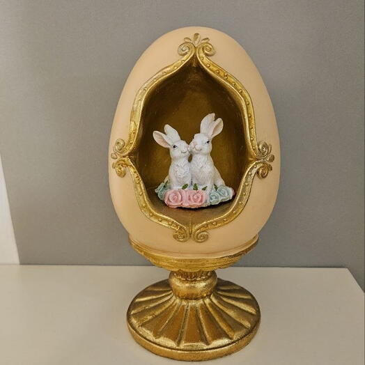 Lovestruck Bunnies in a Golden Egg