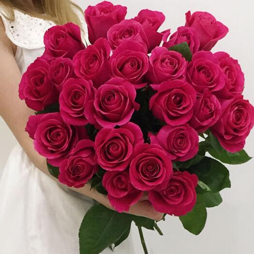 25 hot pink roses