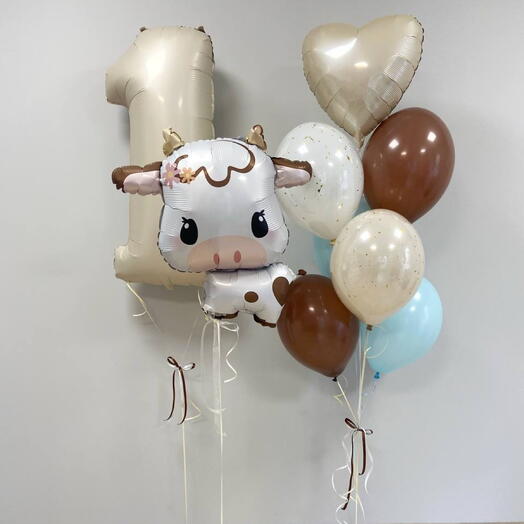 Set for the FIRST BIRTHDAY with a LITTLE COW