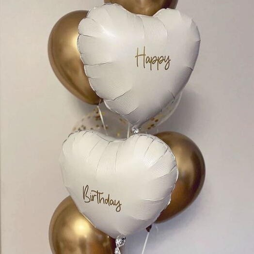 Happy Birthday white hearts