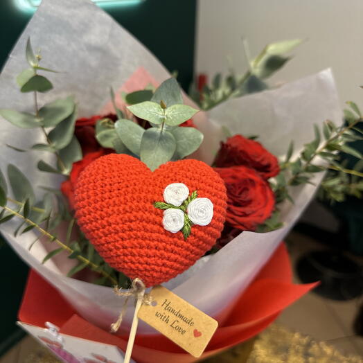 Red Rose Hot Love + Heart Hand Made