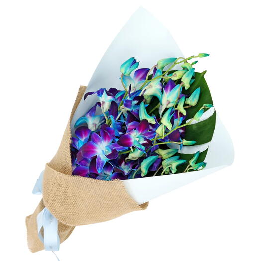 Blue 6 Orchid Jute Bouquet