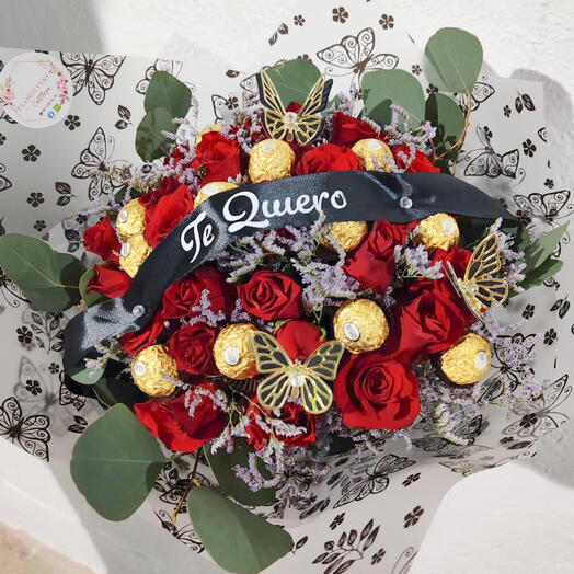 Rosas y chocolate ferrero