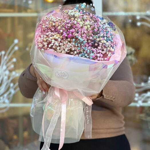 Букет из цветной гипсофилы - "Сияние"