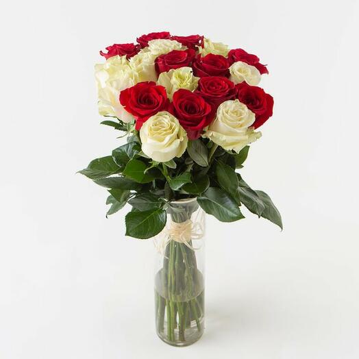 19 red and white roses