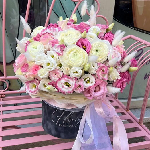 Flower Box L Rosa Weiss