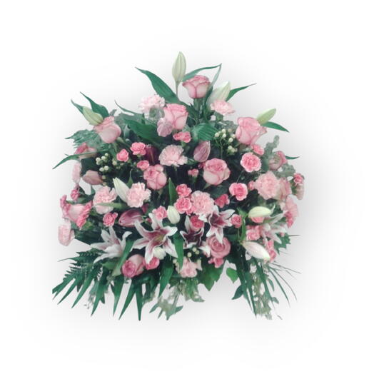 Pretty in pink. Flowers in basket