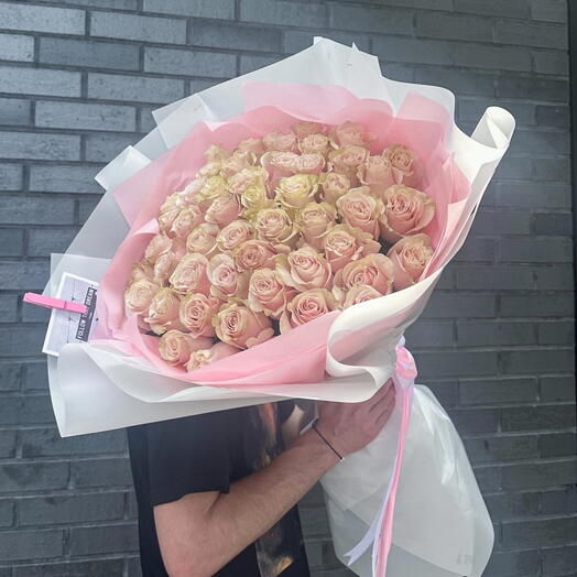 51 қызғылт Mondial раушан букеті