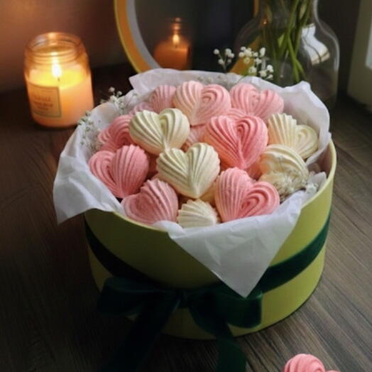 💎 Lux Box – Valentīna dienai/ asorti/ zefīrs / zemenes / persiku saldā dāvana