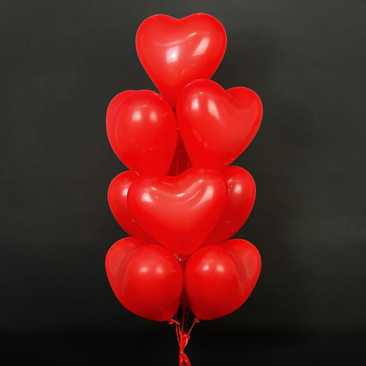 Balloon bouquet of 10 heart balloons