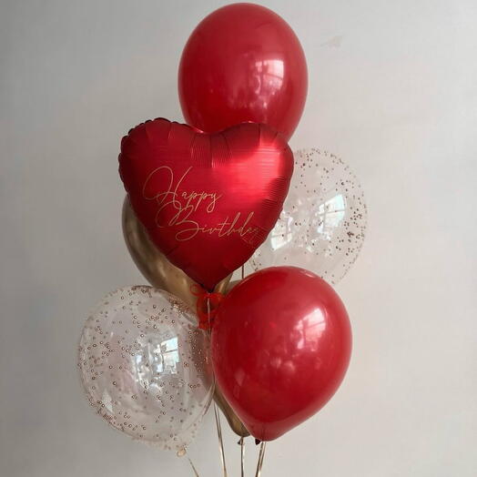 Zestaw balonow w czerwono-złotych odcieniach