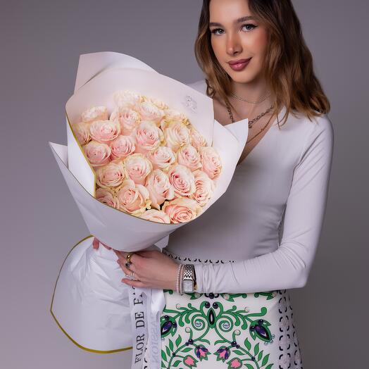 25 қызғылт Mondial гүл шоғы