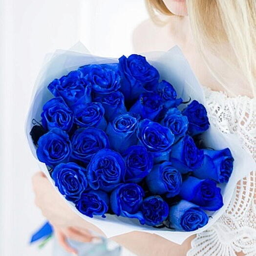 Букет 25 синих роз