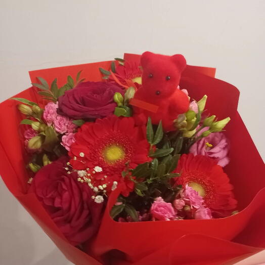 Red Heart with Teddy Bear