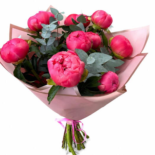9 Coral Charm peonies bouquet