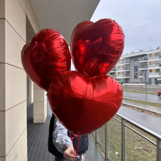 Piros héliumos léggömb - 3 db