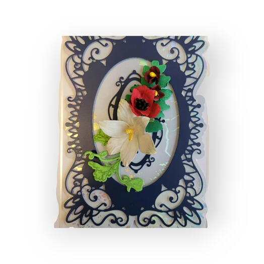 Greeting card with poppies and lily