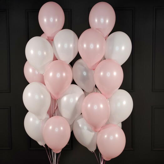 20 globos rosado + blanco con helio