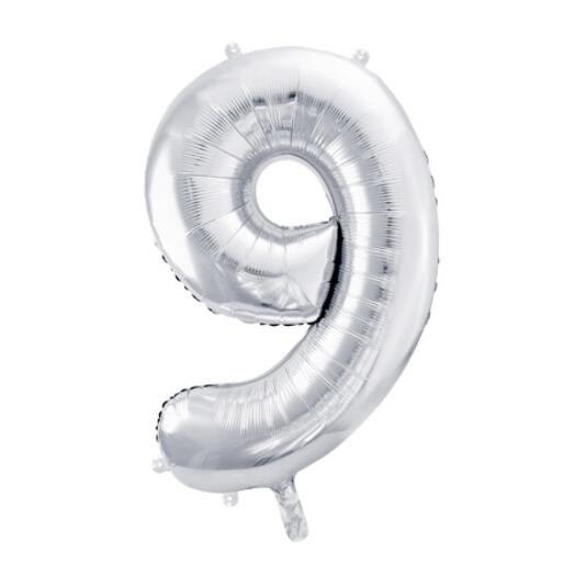 Silver foil balloon number 9