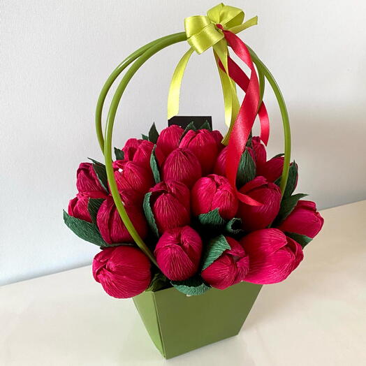 A basket of tulips