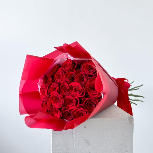 Red roses bouquet 21 pcs