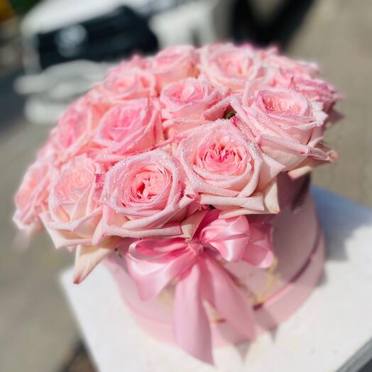 25 Pink Roses in box