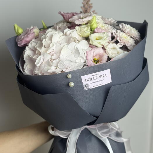 Bukiet z Hortensii rożowo -bialy💮