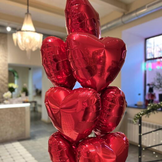 10 Red Foil Heart Balloons