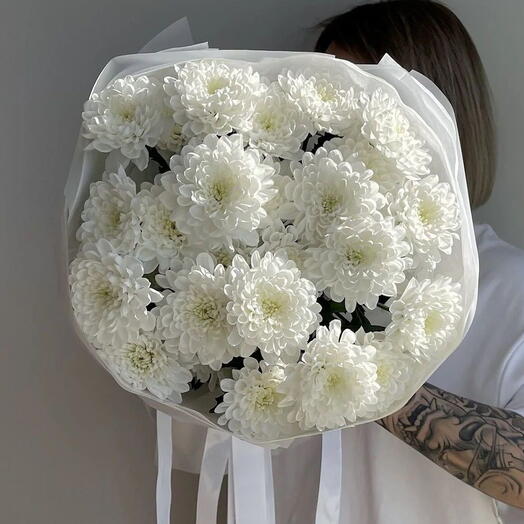 Нежный монобукет из хризантемы Алтай