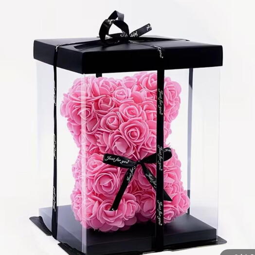 Teddybär aus Röschen in Box XS