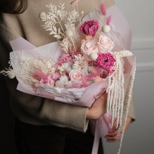 Marshmallow — Preserved Pink Bouquet