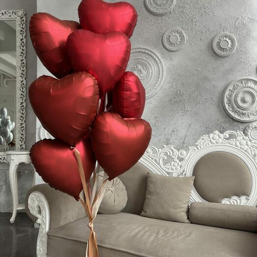 Bouquet of 8 foil hearts