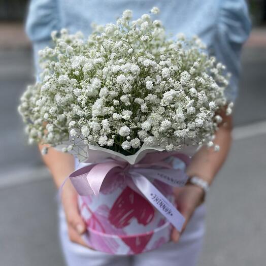 Gypsum flower in a box WHITE
