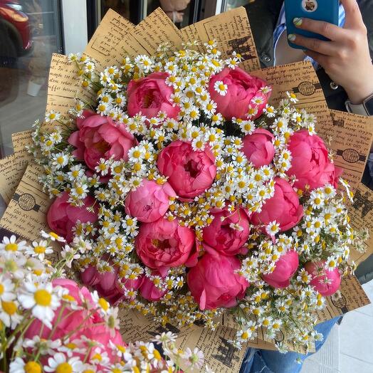 Peony With Matricaria