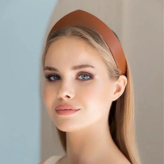 Brown eco-leather kokoshnik