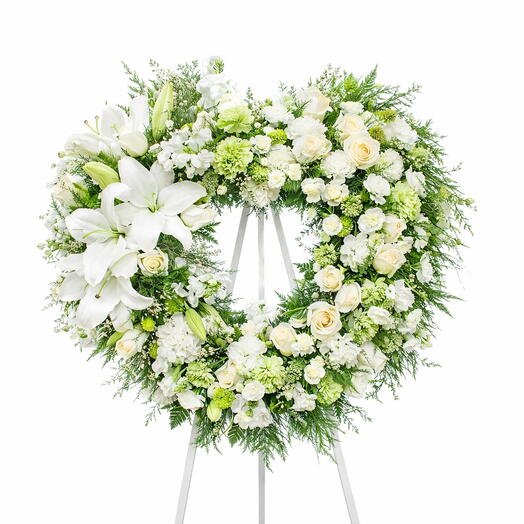 White Serenity Heart Wreath