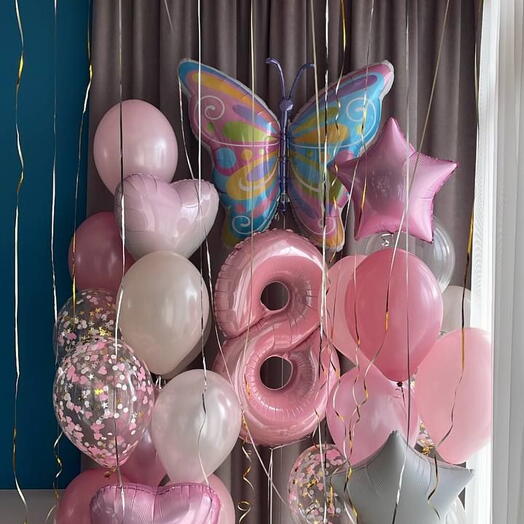 Pink Composition with Butterfly